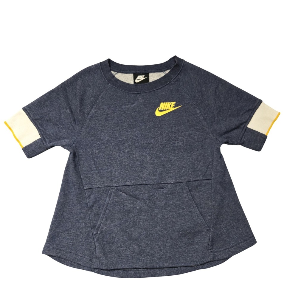 Nike Swoosh‎ Shirt Womens M Gray Short Sleeve Athleisure Pocket Tee